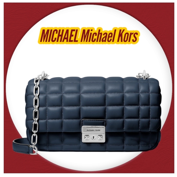 Michael Kors Handbags - MICHAEL Michael Kors Blue Tribeca Large Quilted Leather Shoulder Bag